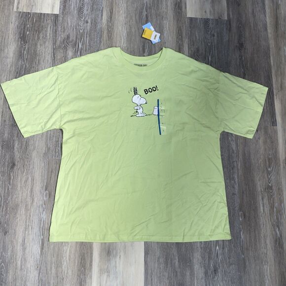 Peanuts Mens Lime Green Short Sleeve Snoopy Boo Graphic Halloween T-Shirt Large - Picture 1 of 6